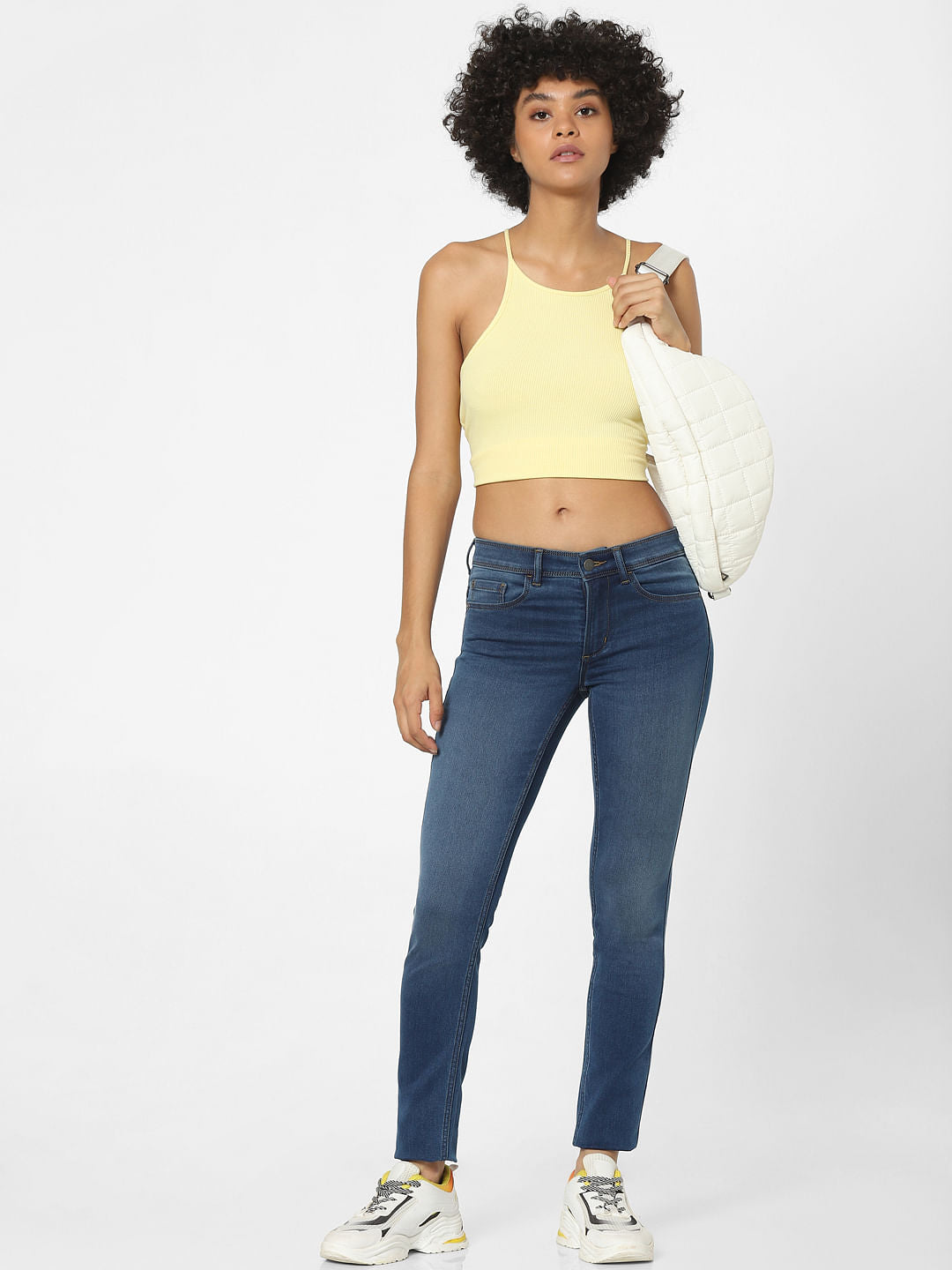 Blue High Waist Faded Skinny Jeans