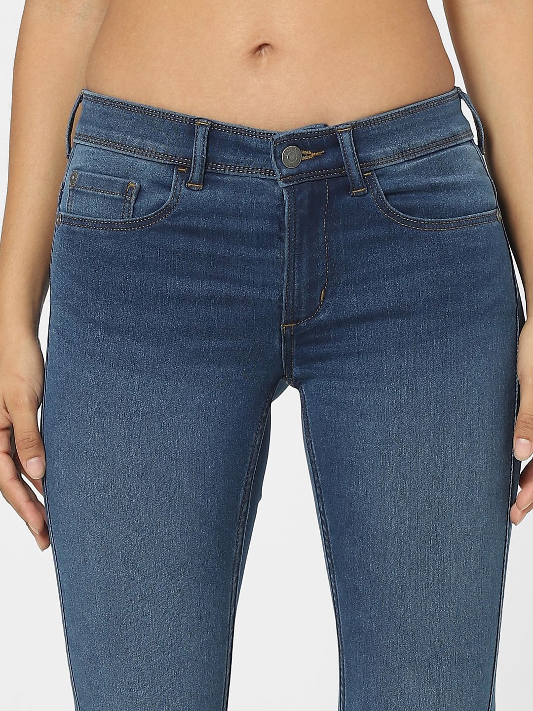 Blue High Waist Faded Skinny Jeans