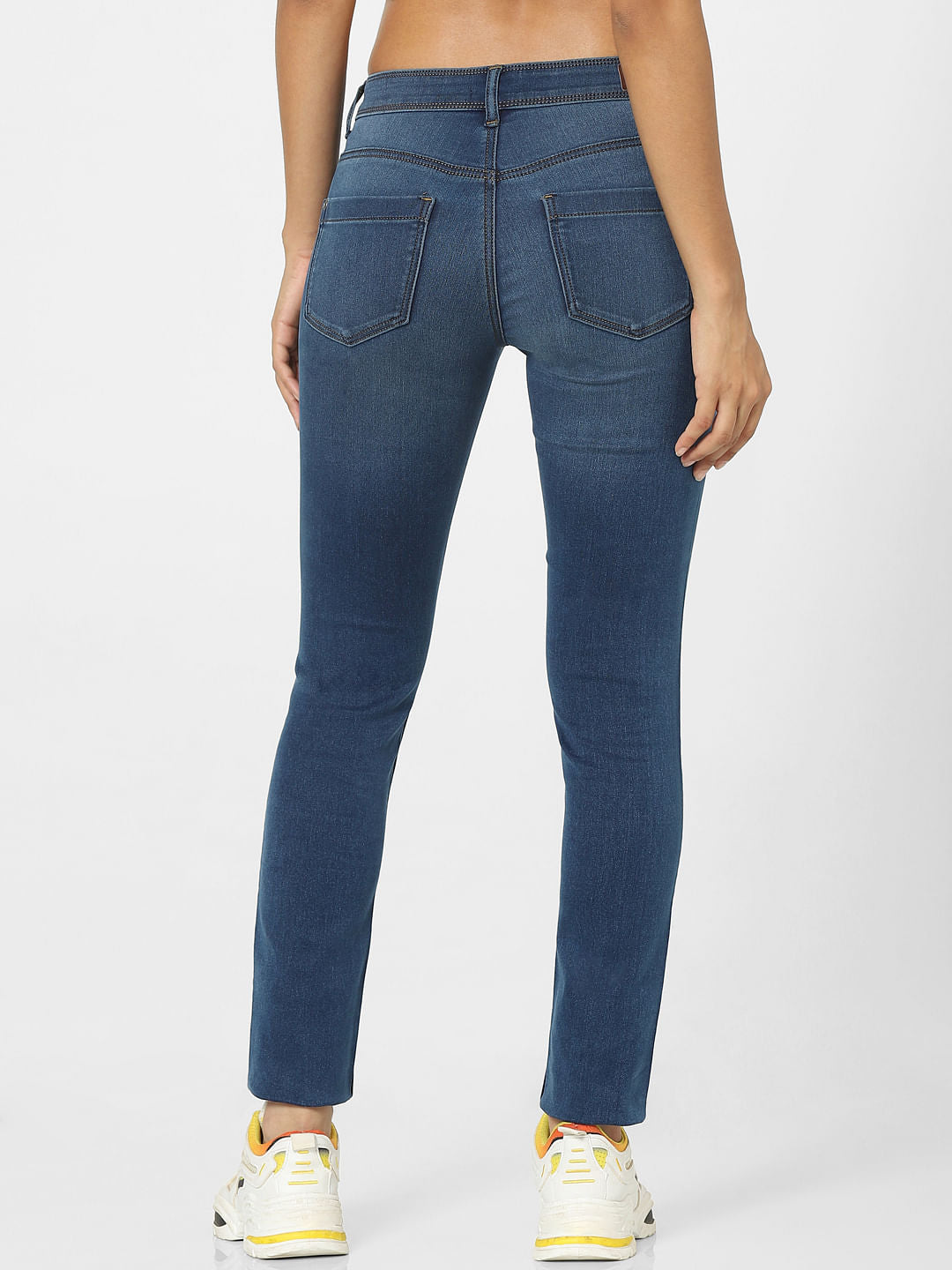 Blue High Waist Faded Skinny Jeans