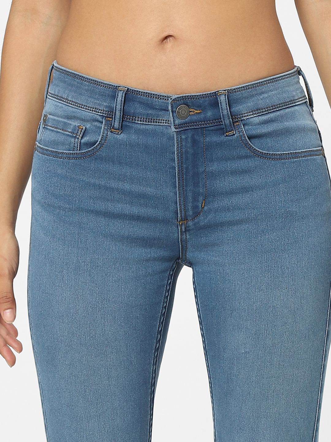 Light Blue High Waist Faded Skinny Jeans