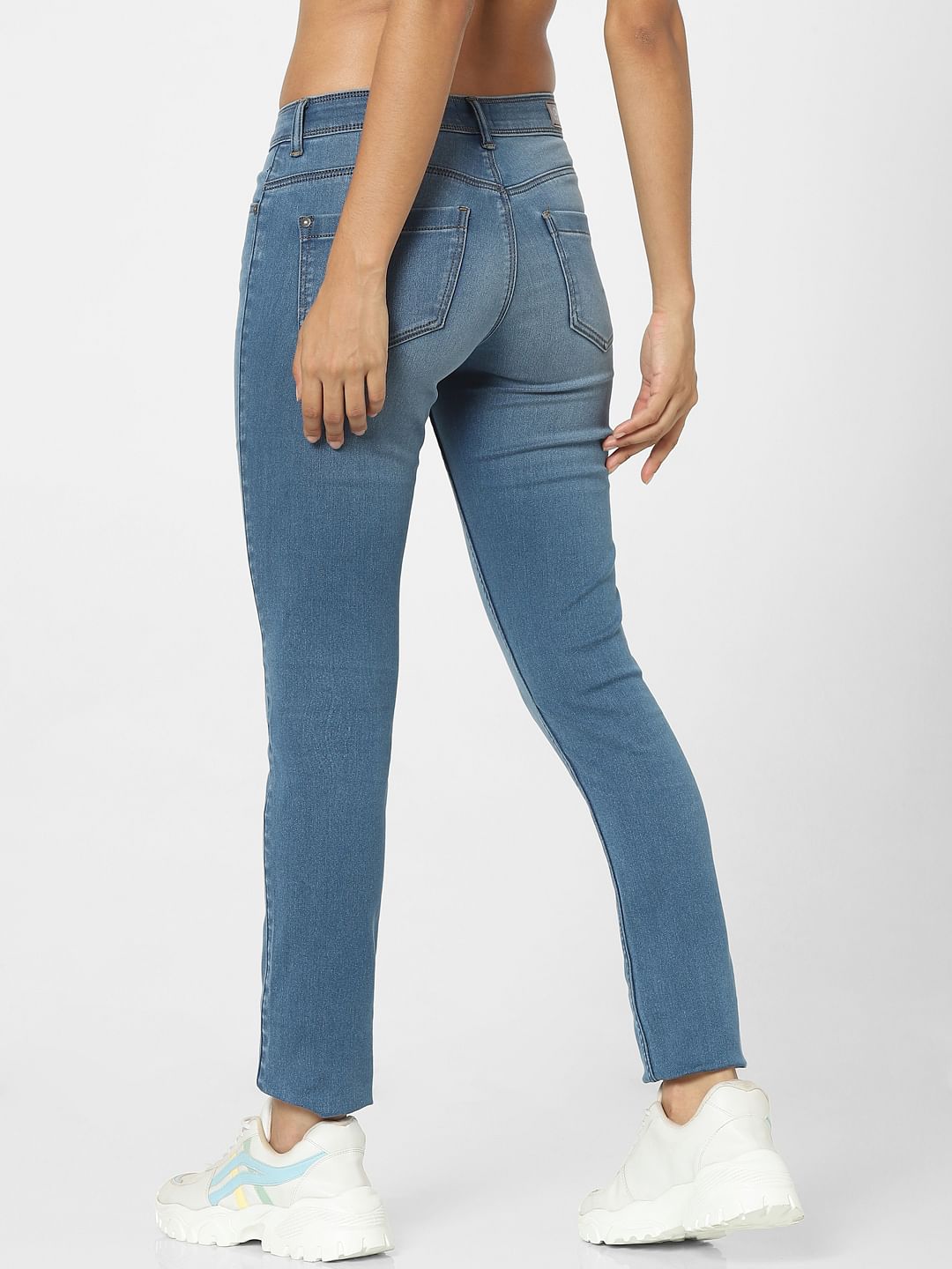 Light Blue High Waist Faded Skinny Jeans