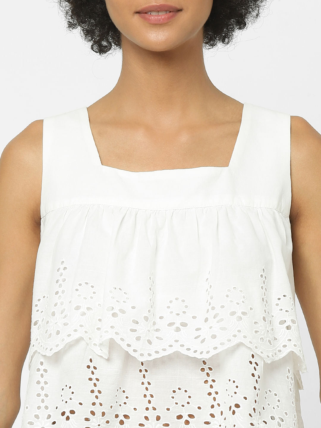 White Cutwork Embroidered Top