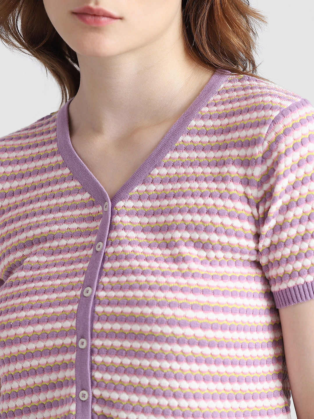 Purple Printed Cardigan Tee