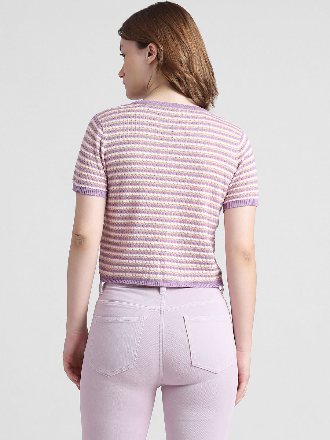 Purple Printed Cardigan Tee