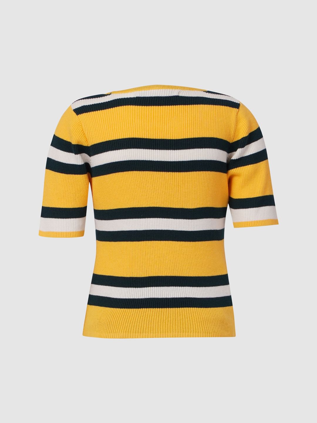 Yellow Striped Knit Top