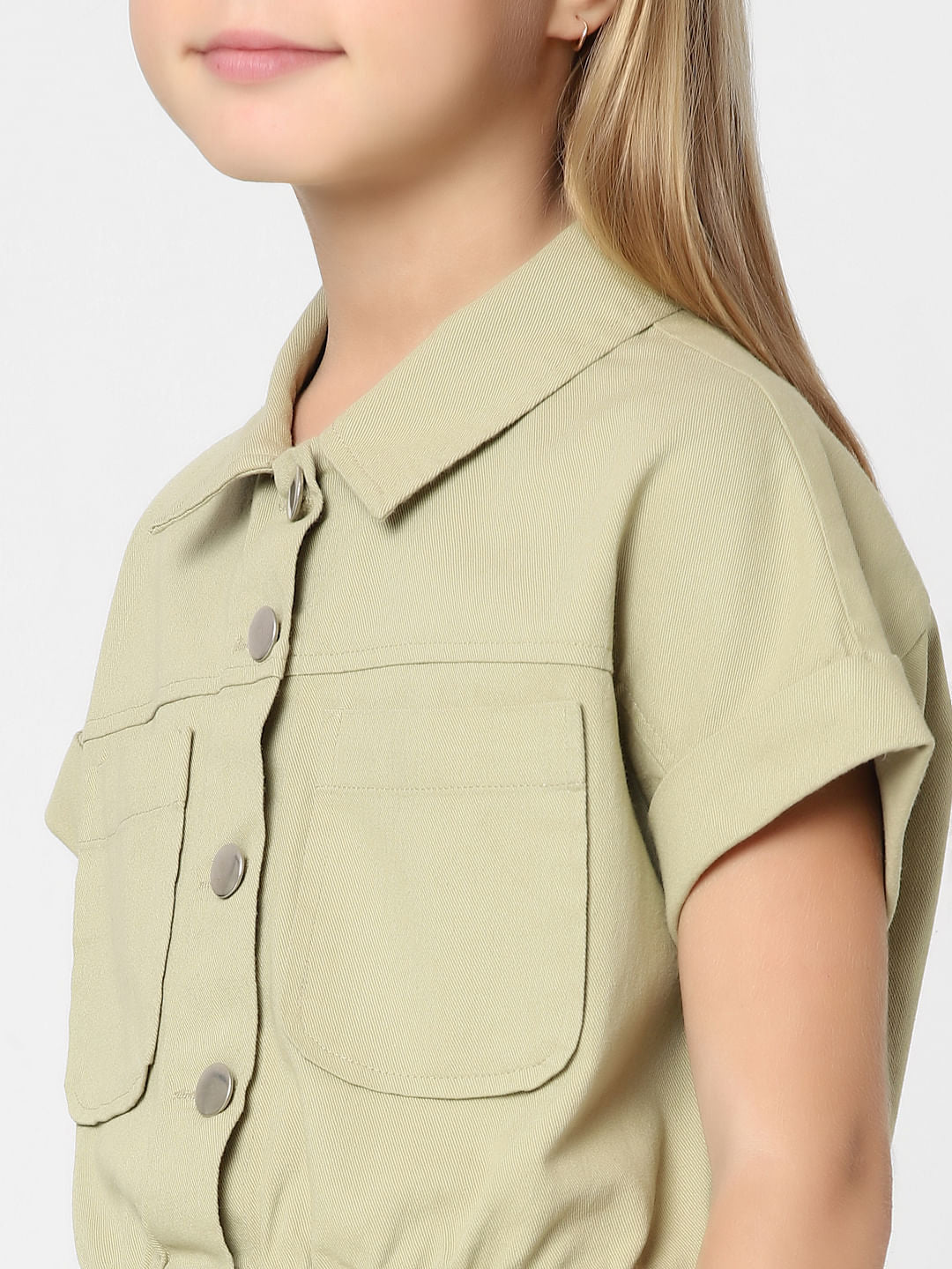 Girls Green Cropped Shirt