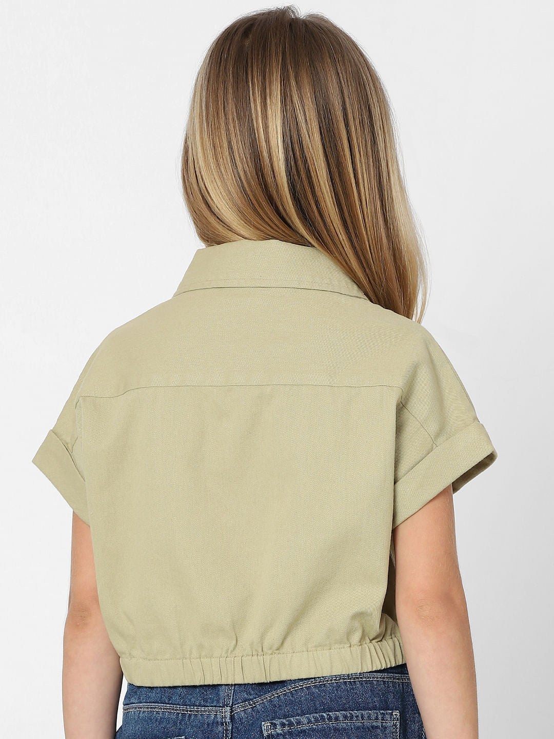 Girls Green Cropped Shirt