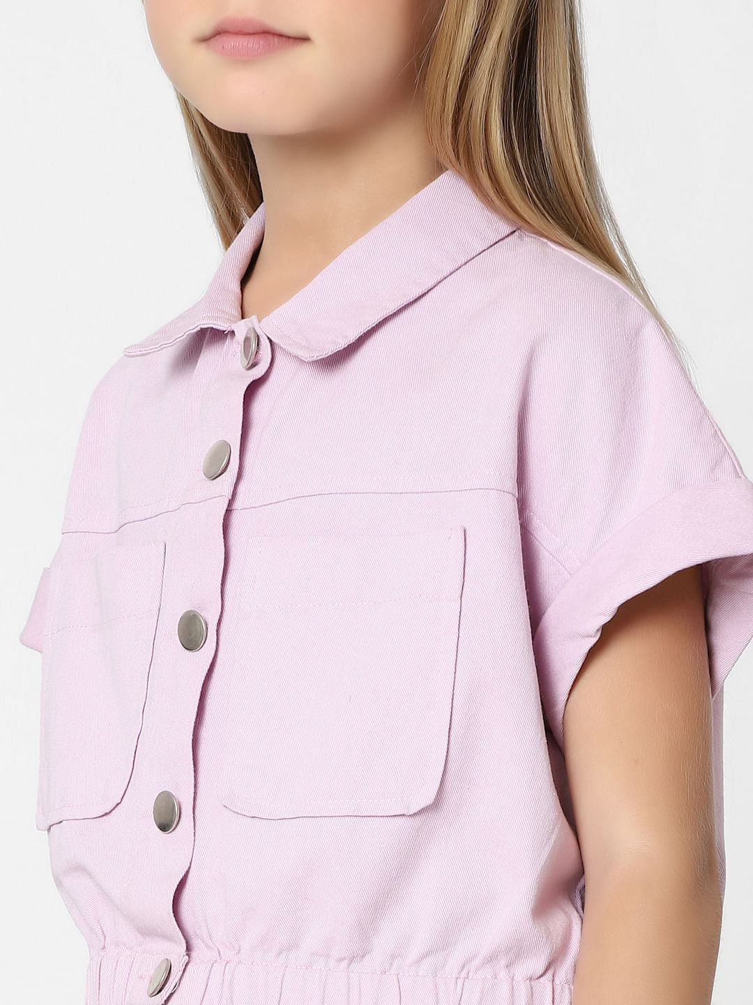 Girls Purple Cropped Shirt