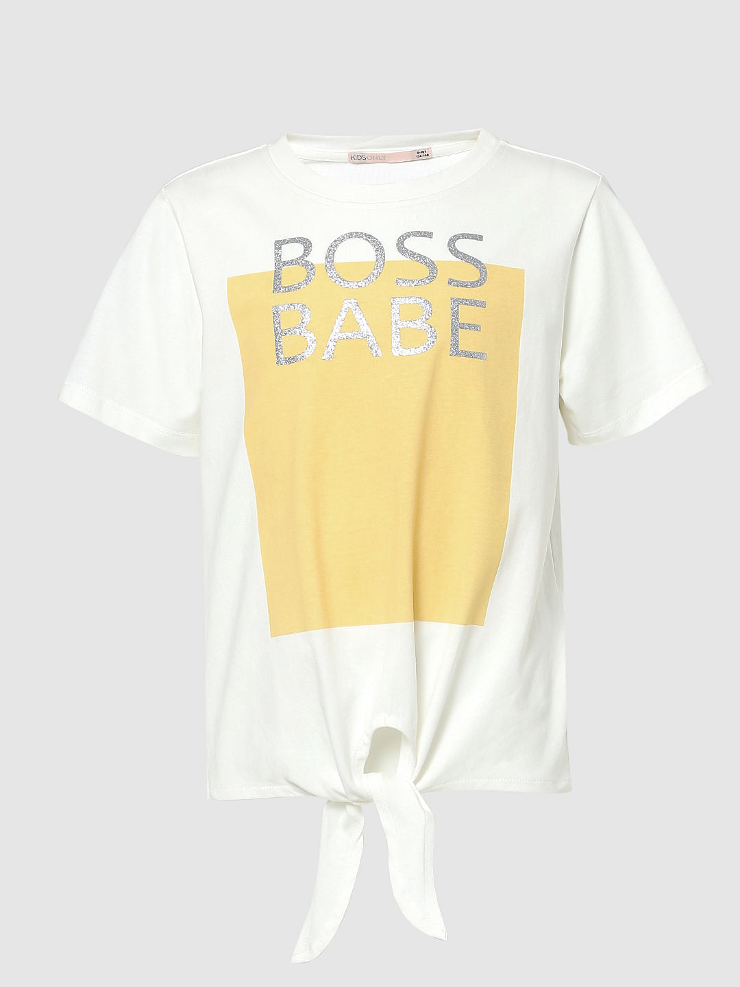 Girls White Front Knot T-Shirt