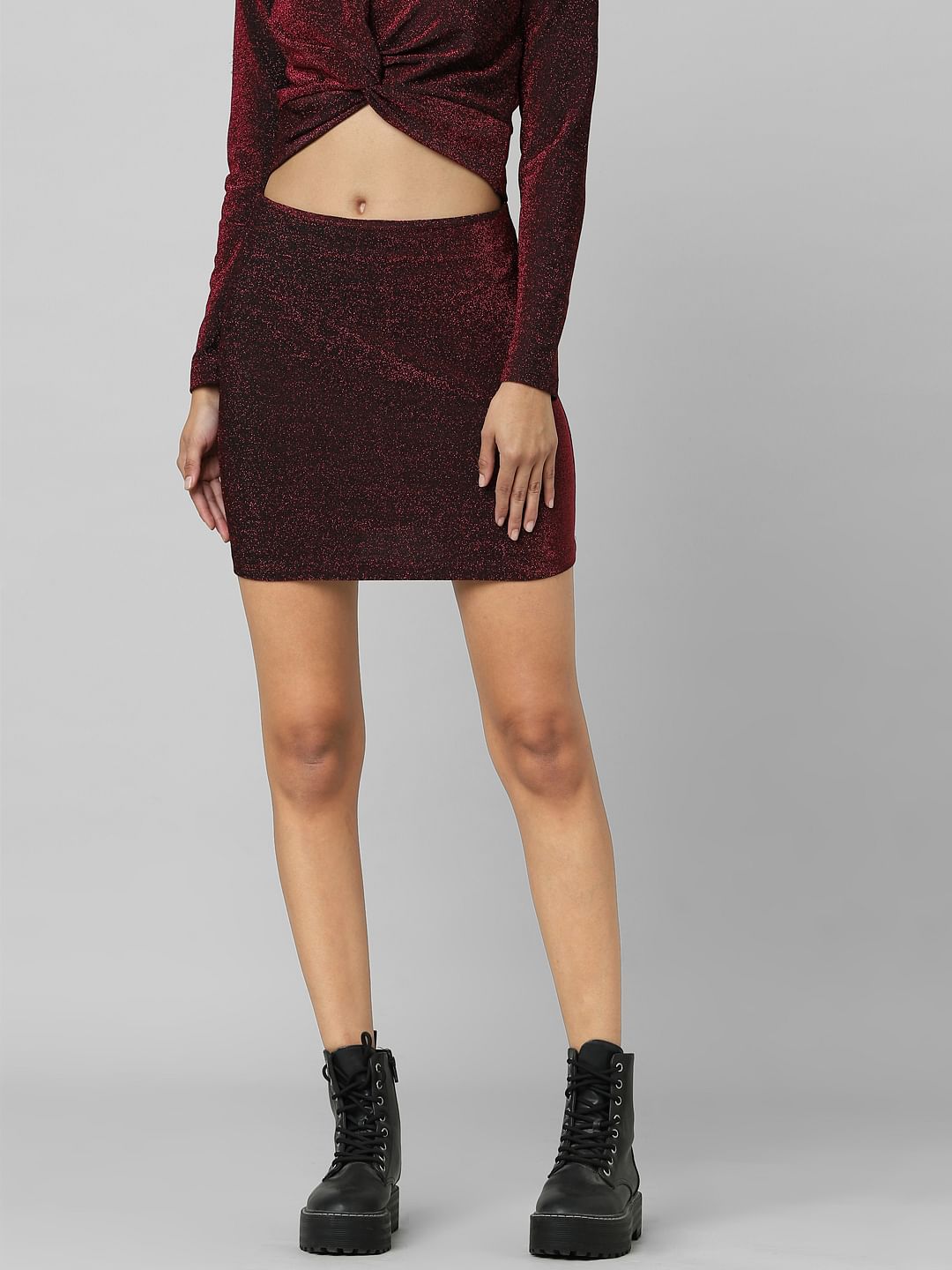 Dark Pink Shimmer Mini Skirt
