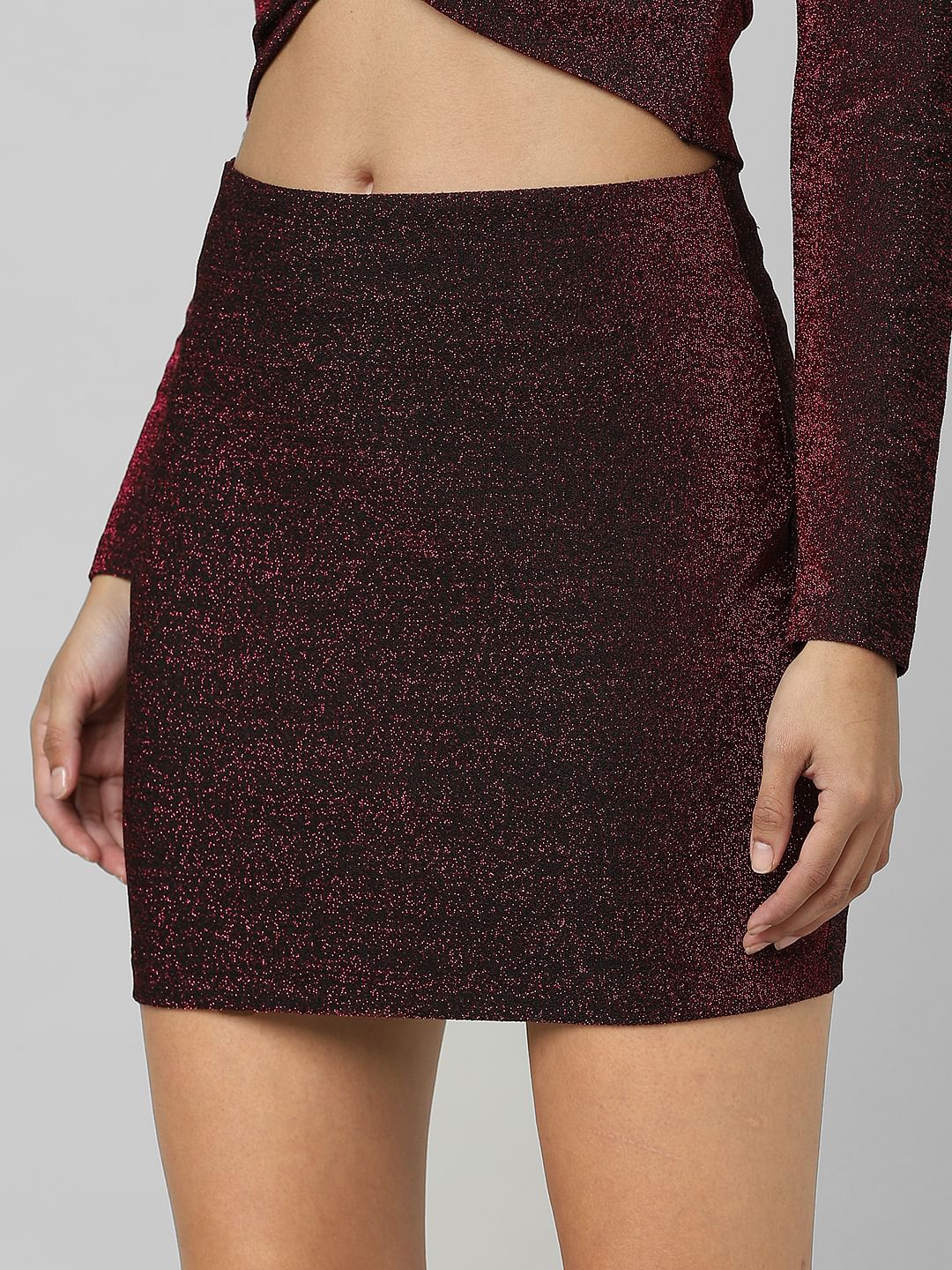 Dark Pink Shimmer Mini Skirt