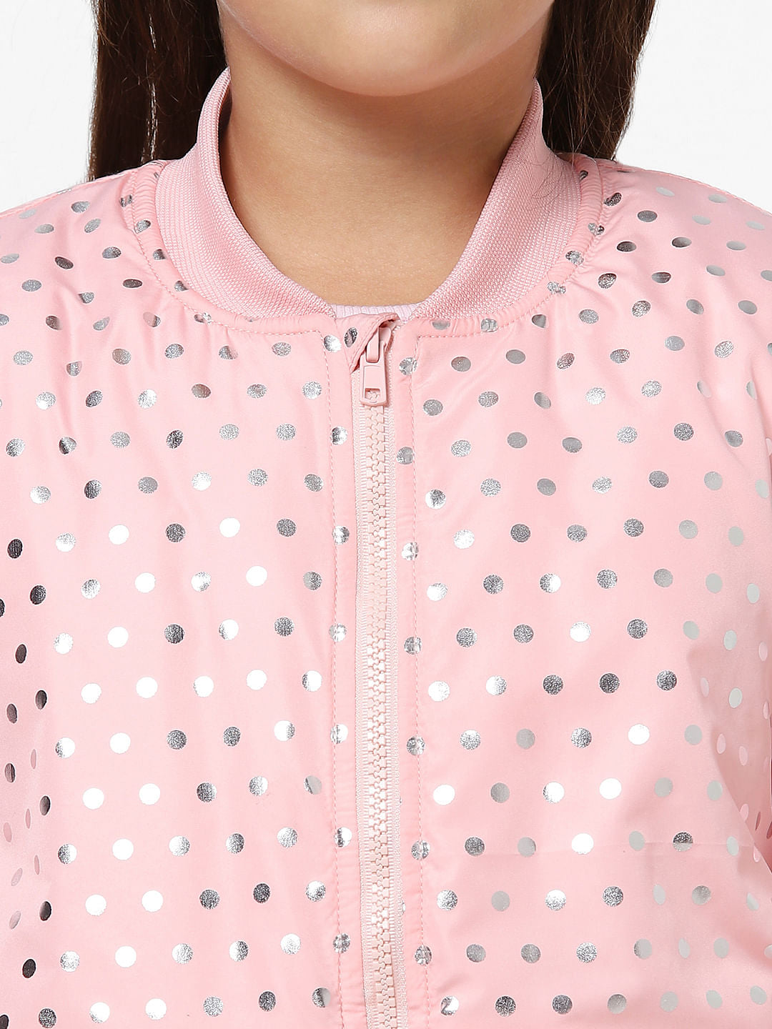 Pink Polka Dot Bomber Jacket