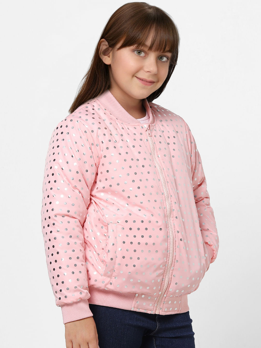 Pink Polka Dot Bomber Jacket