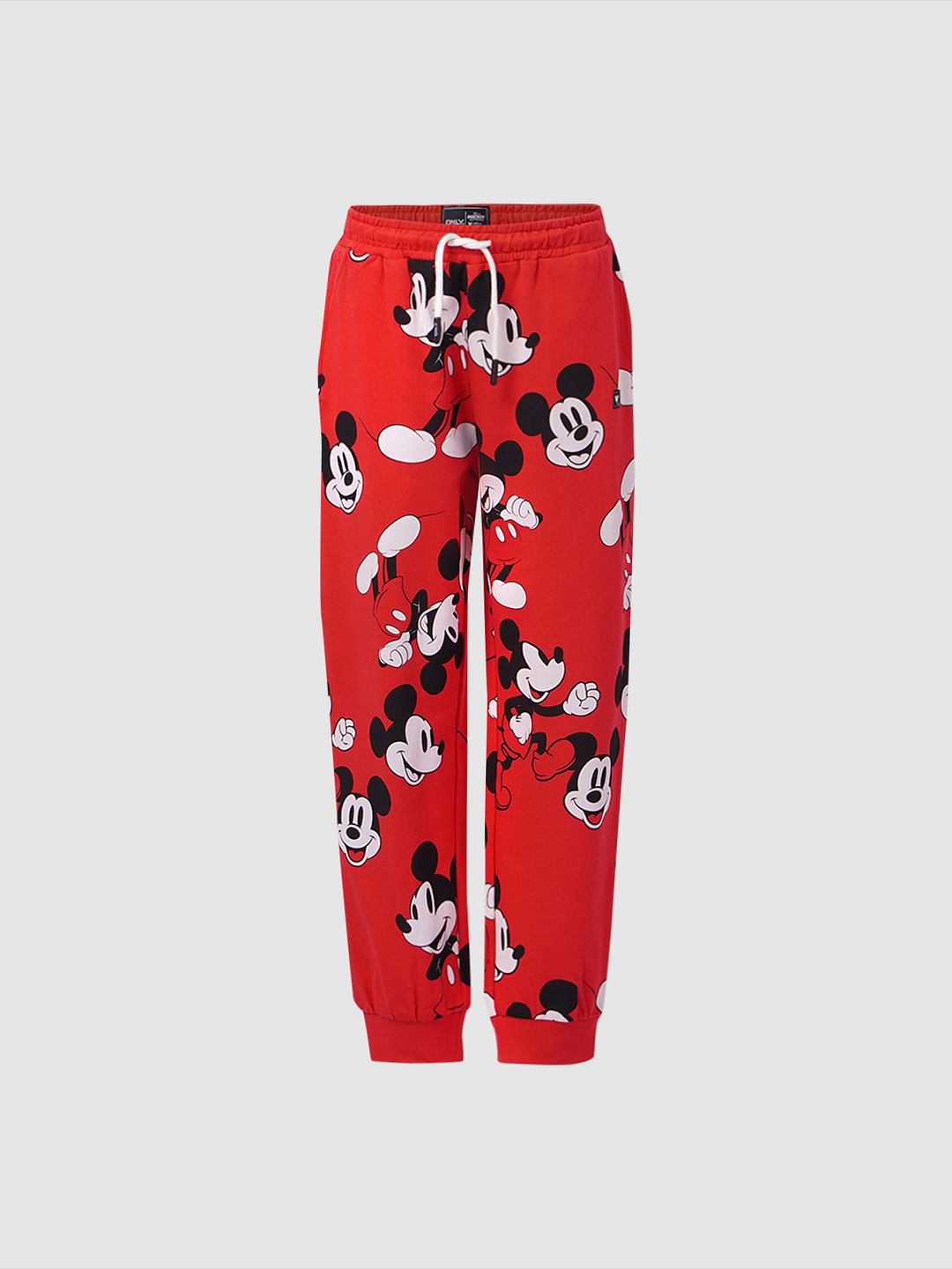 Girls X Mickey Red Graphic Joggers