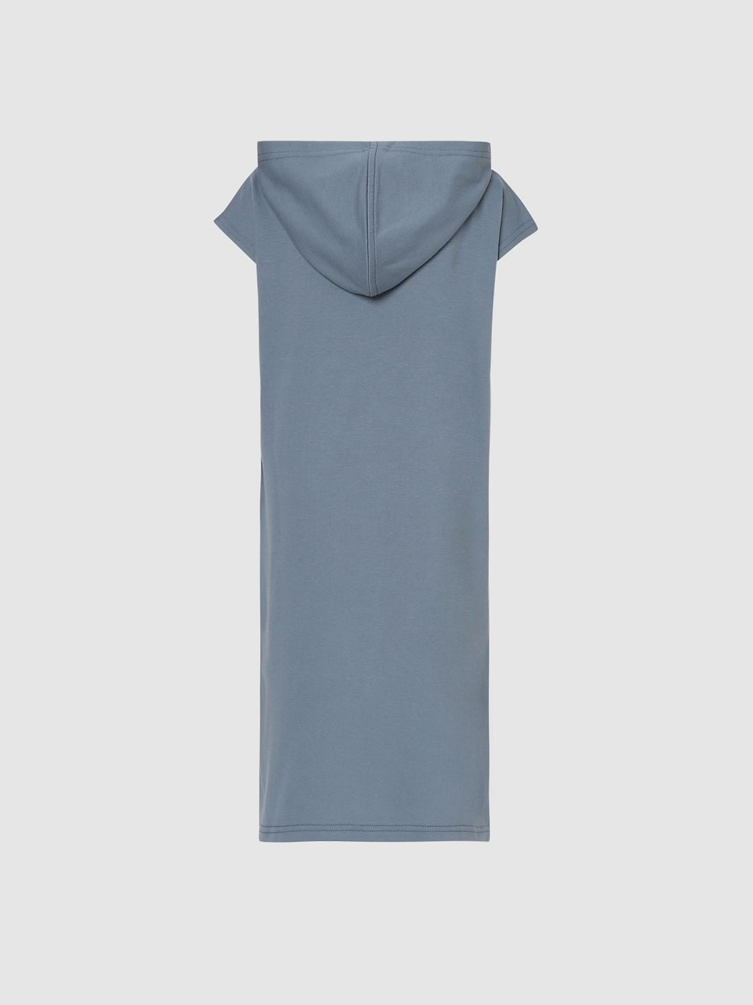 Blue Hooded T-Shirt Dress