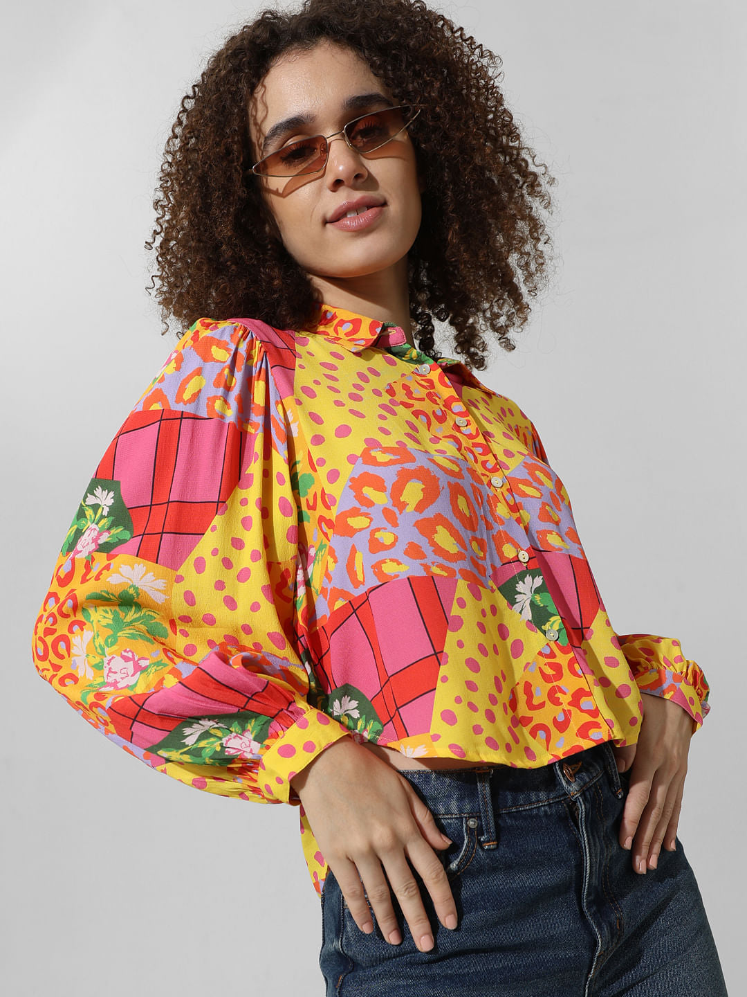 Yellow Abstract Print Shirt