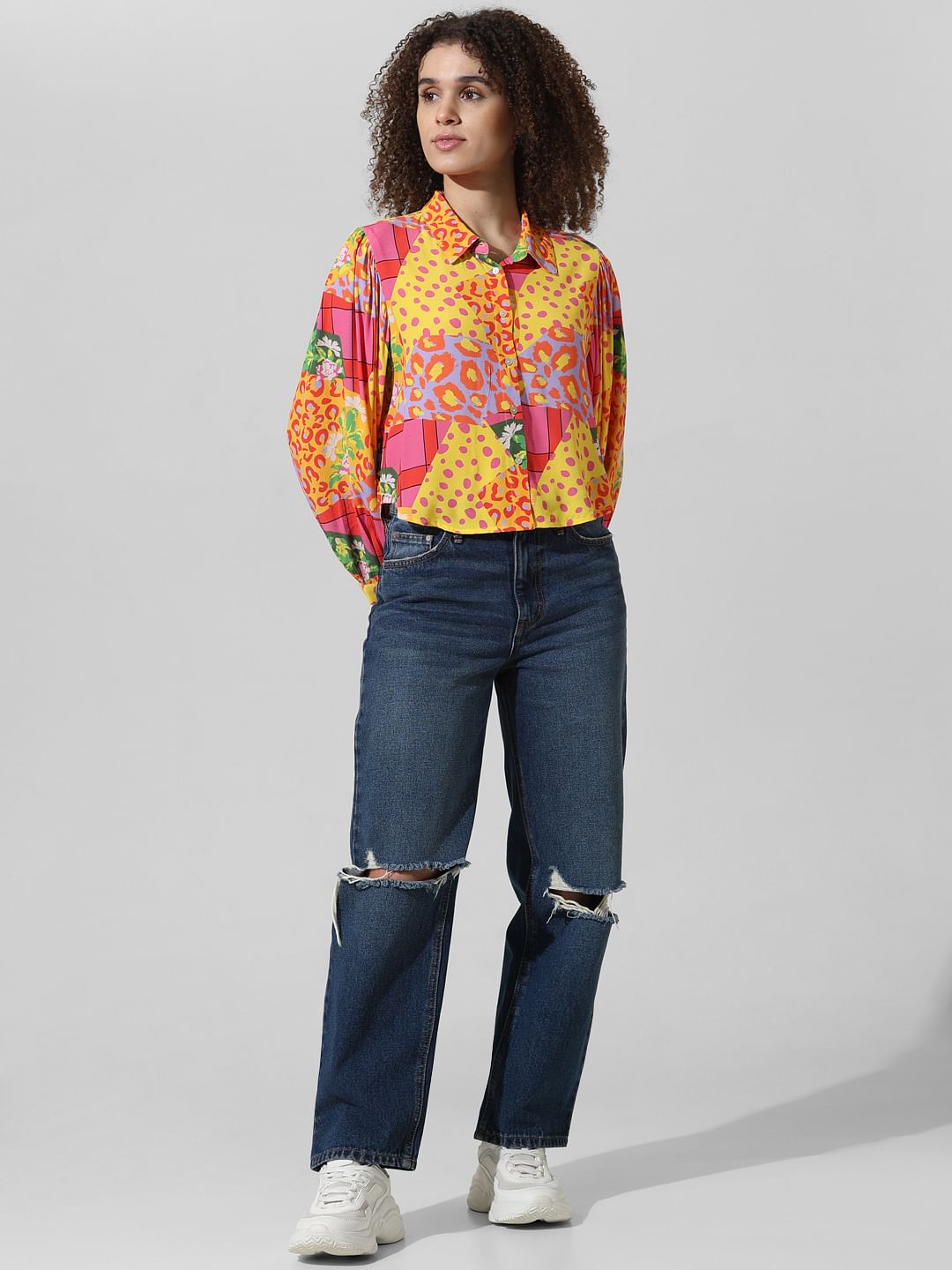 Yellow Abstract Print Shirt