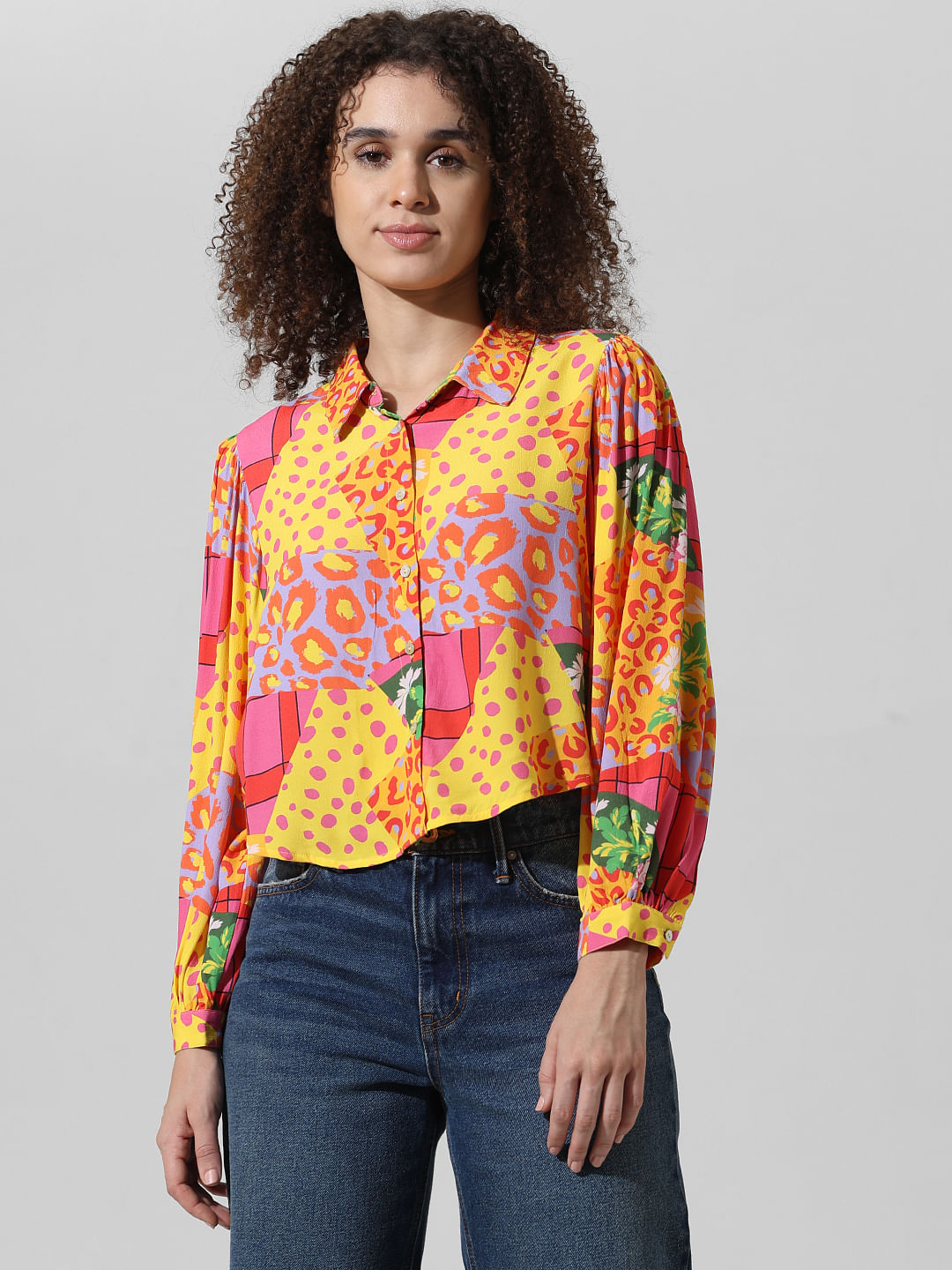 Yellow Abstract Print Shirt