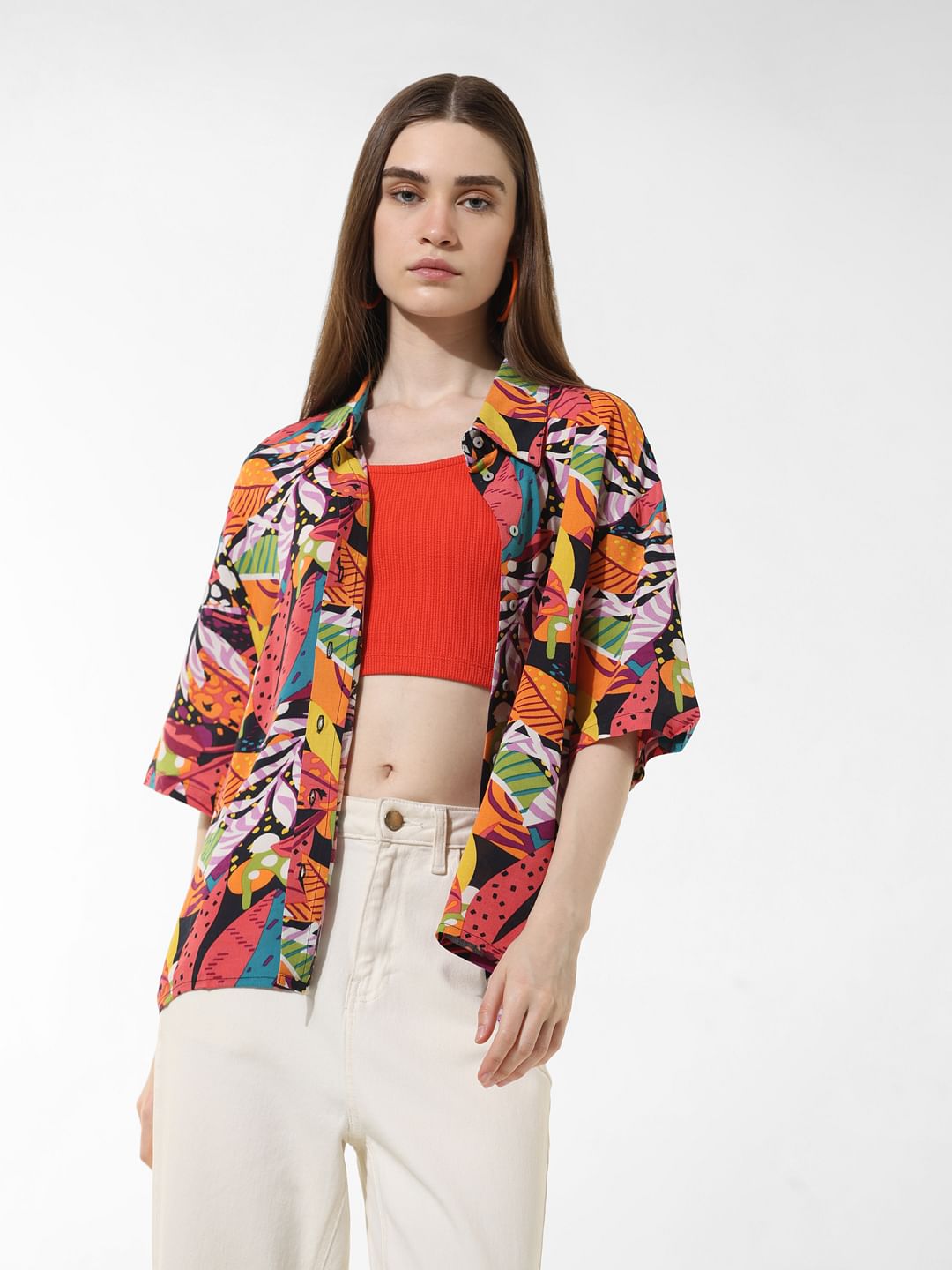 Multi-Colour Printed Oversized Shirt