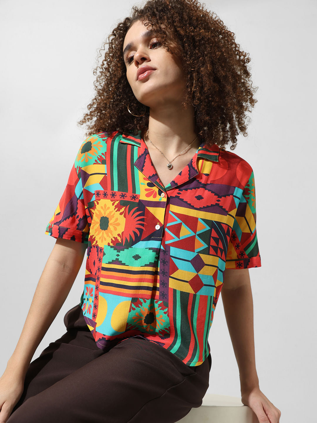 Red Abstract Print Shirt - 34