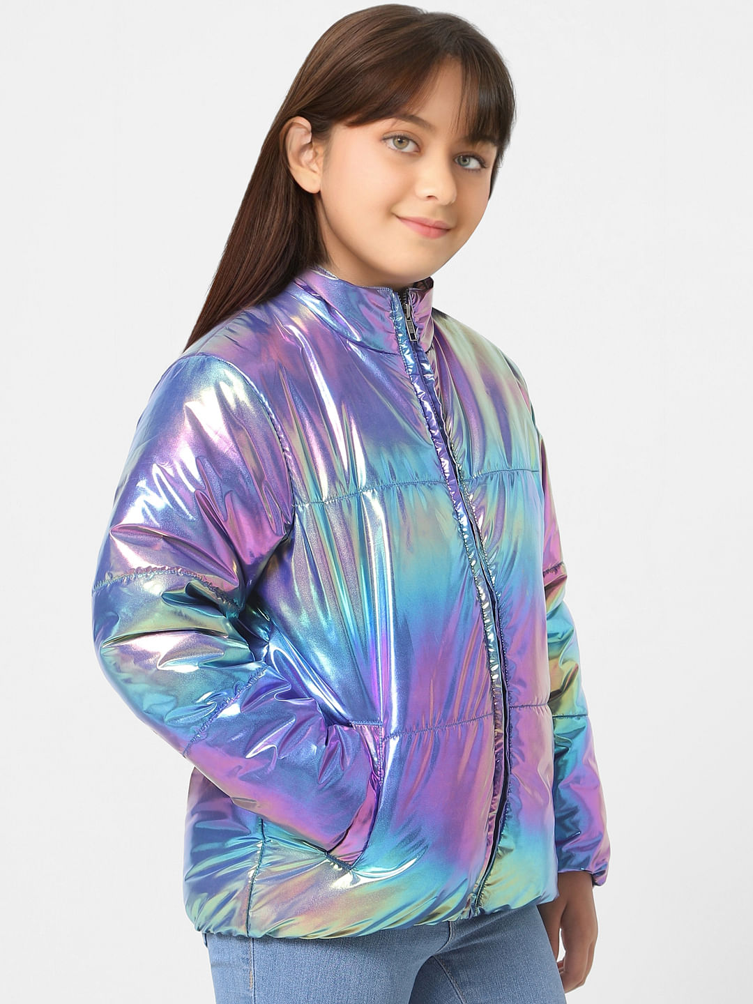 Purple Holographic Puffer Jacket