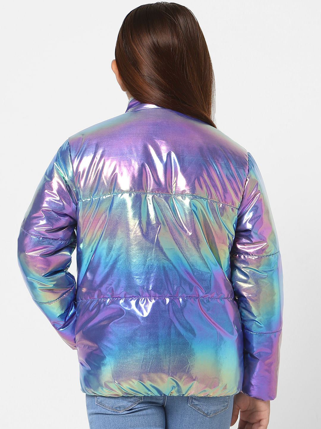 Purple Holographic Puffer Jacket