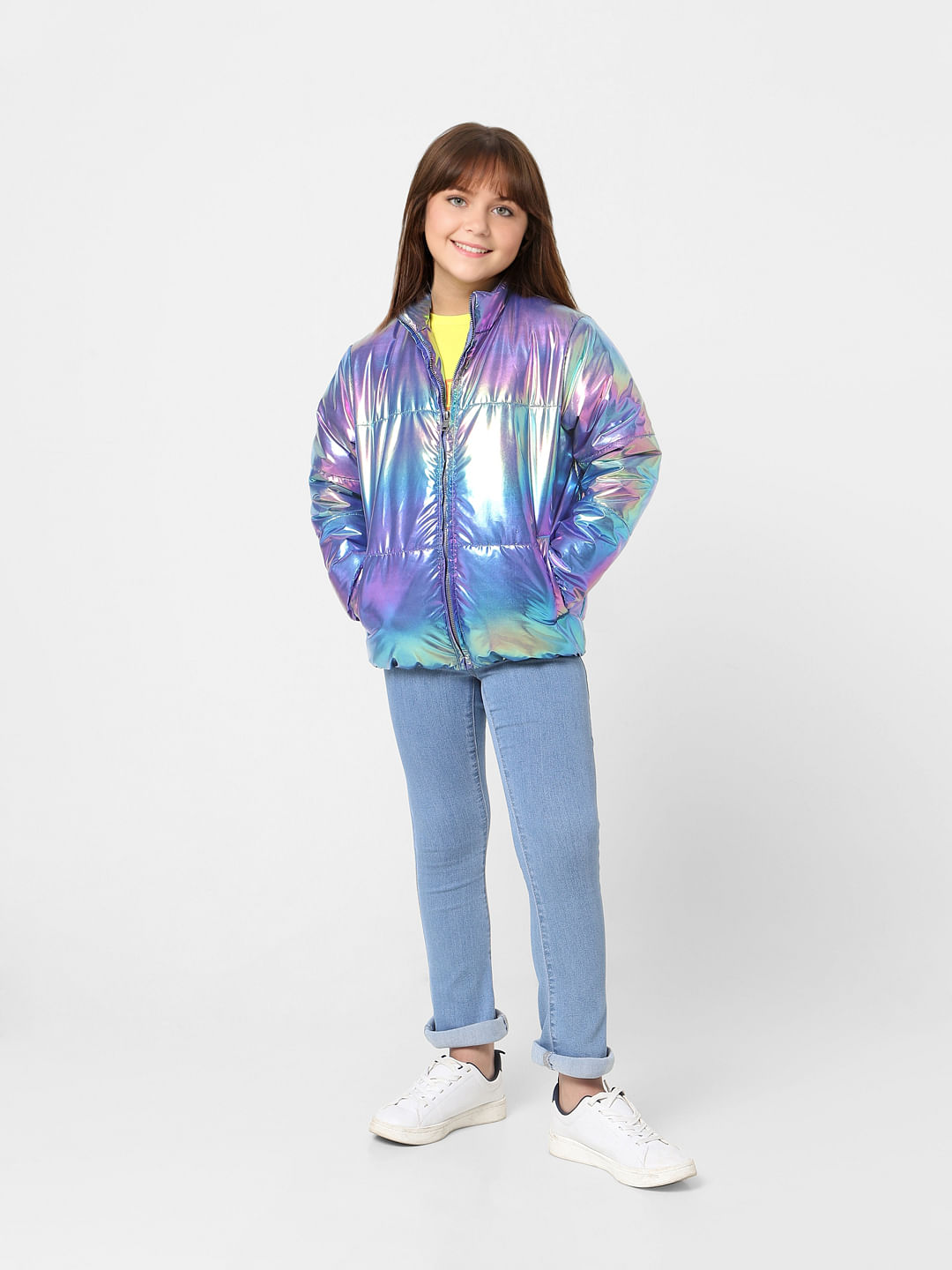 Purple Holographic Puffer Jacket