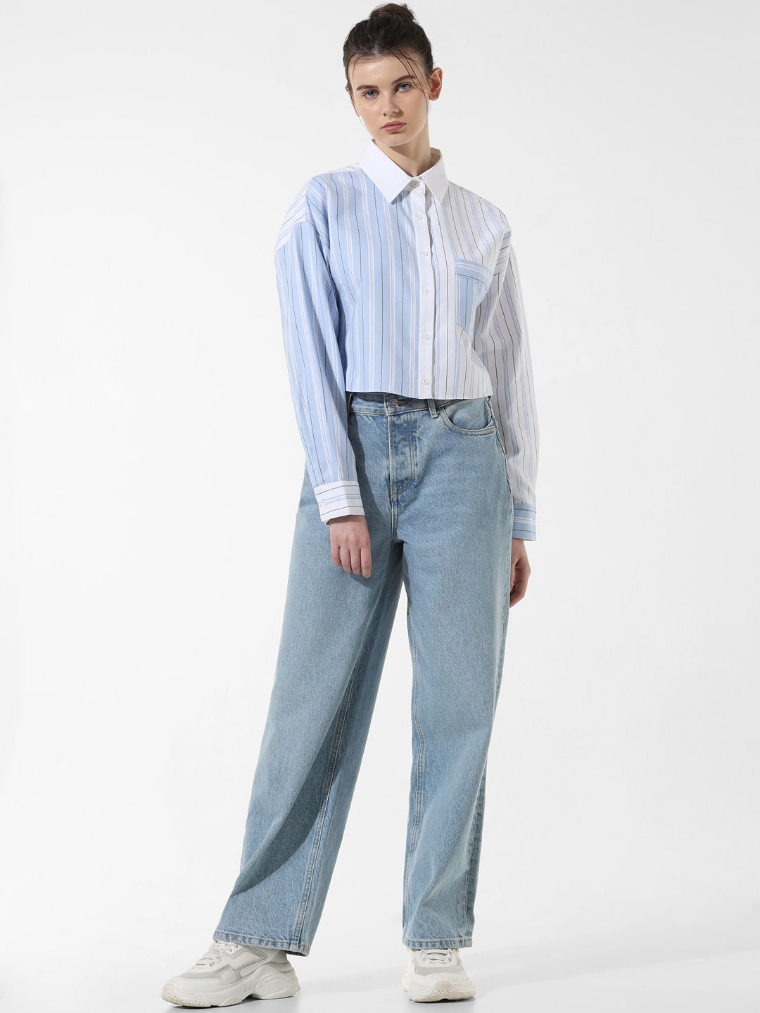 White Striped Boxy Fit Shirt