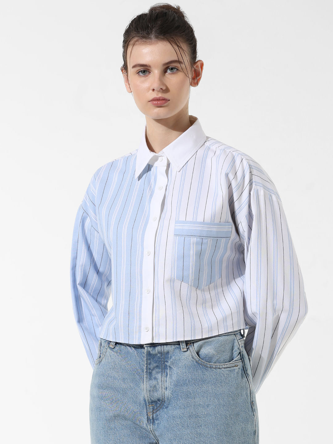 White Striped Boxy Fit Shirt
