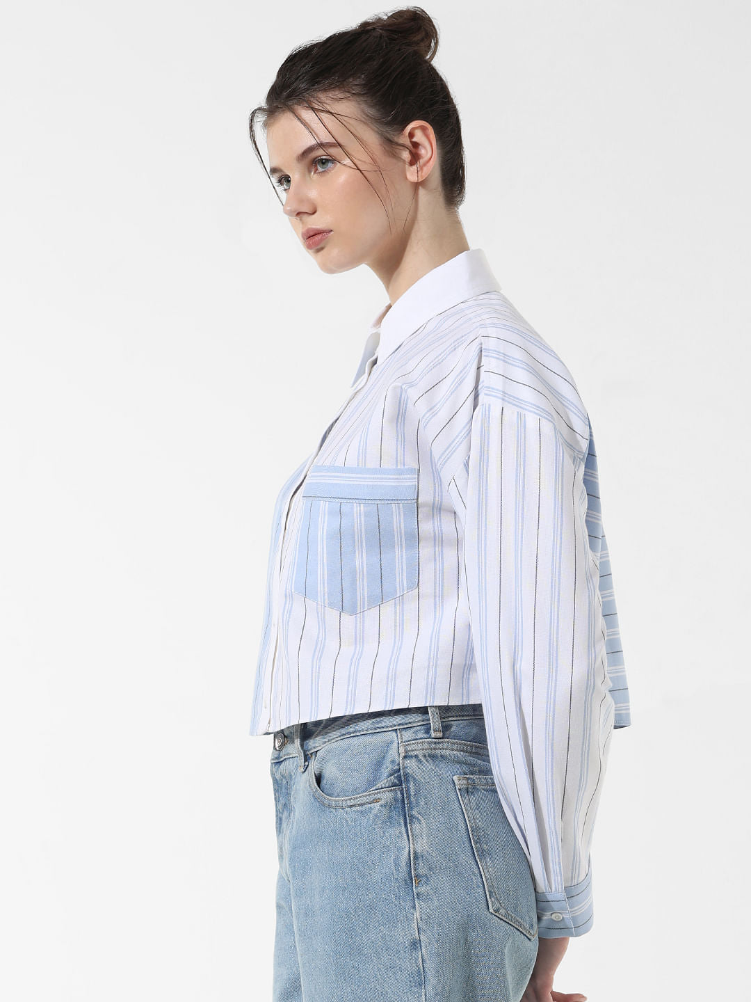 White Striped Boxy Fit Shirt