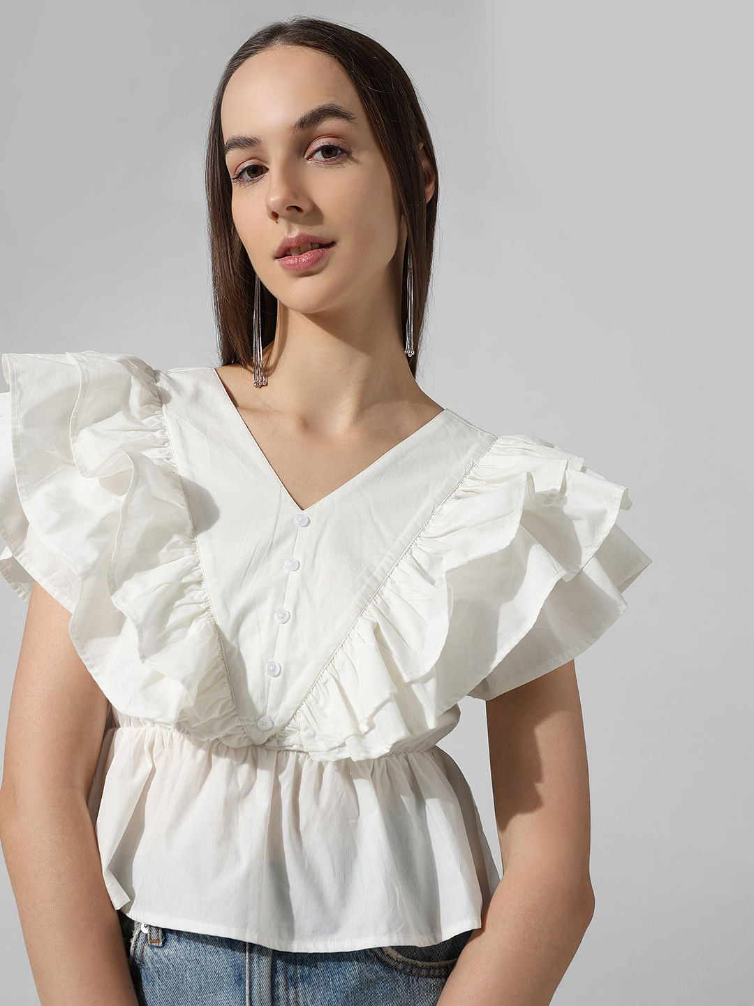 White Poplin Crop Top