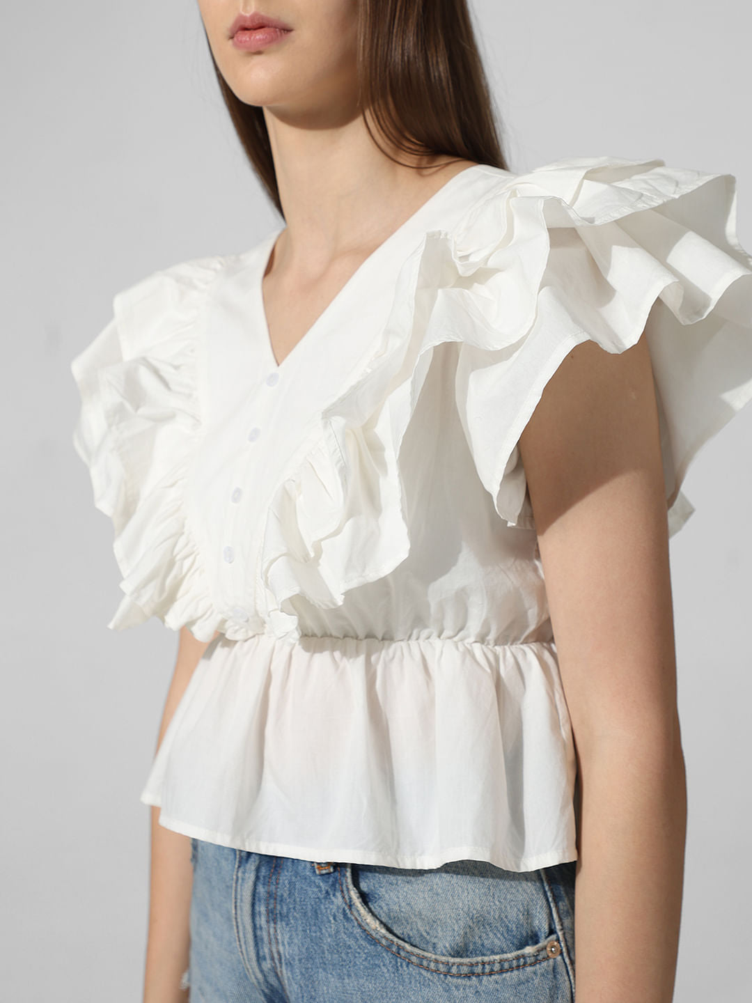 White Poplin Crop Top