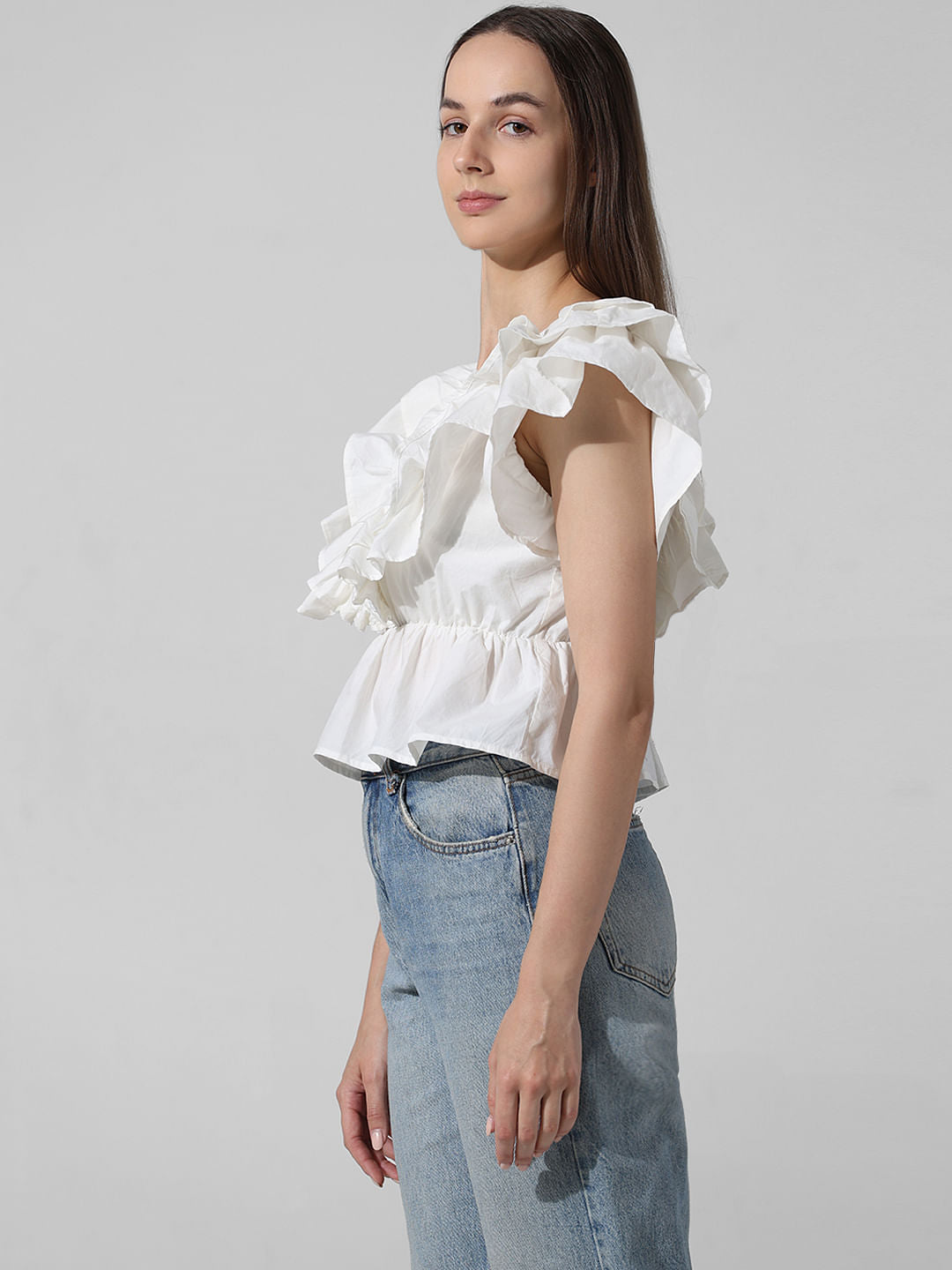White Poplin Crop Top