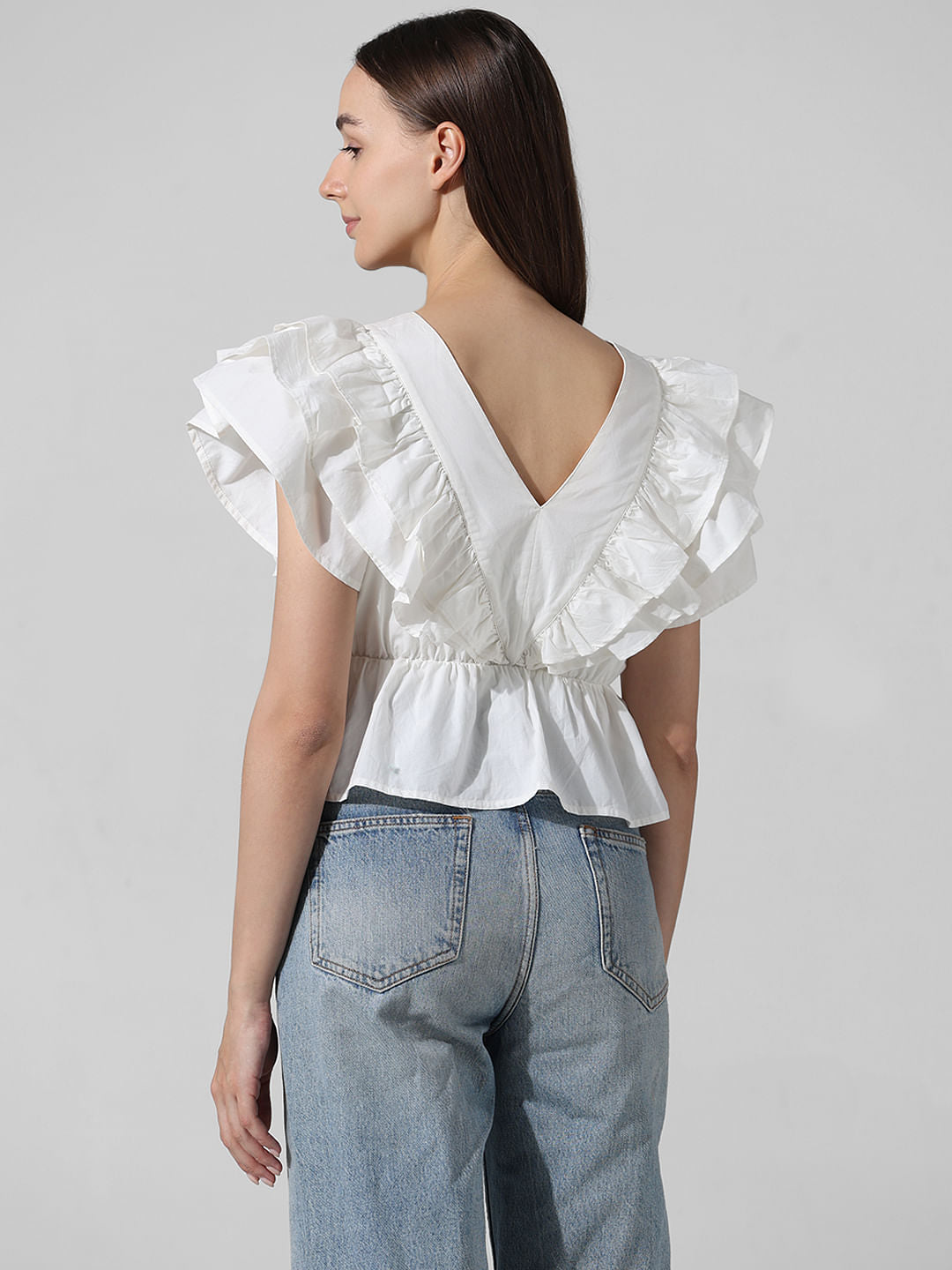 White Poplin Crop Top
