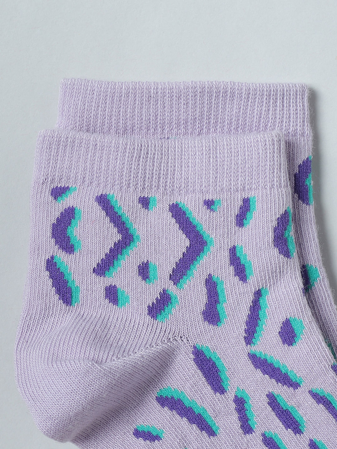 Pack Of 2 Printed Ankle Length Socks - Green & Purple