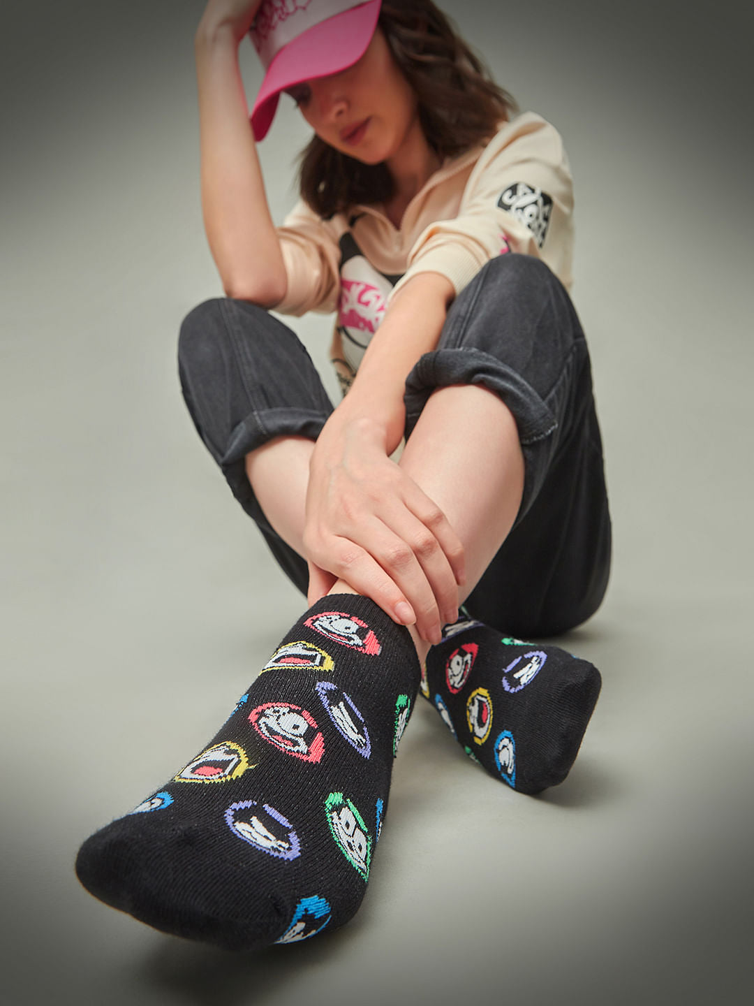 Only X Felix The Cat Pack Of 2 Socks - Black & Green