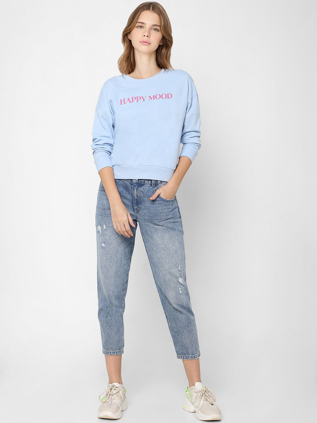 Blue Slogan Print Sweatshirt
