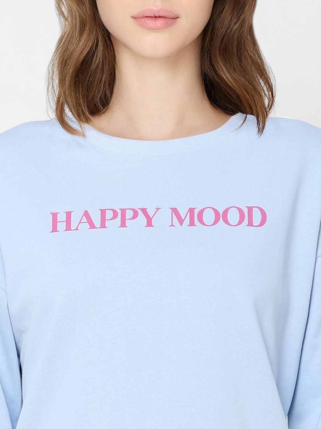 Blue Slogan Print Sweatshirt