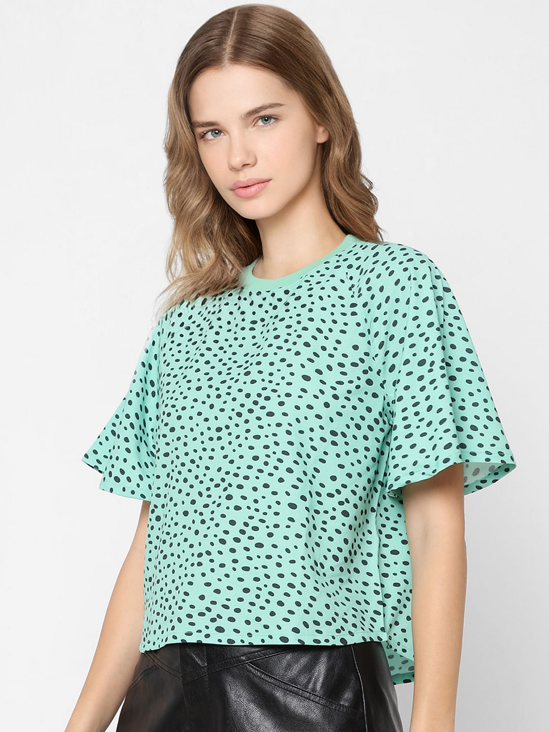 Green Animal Print Top