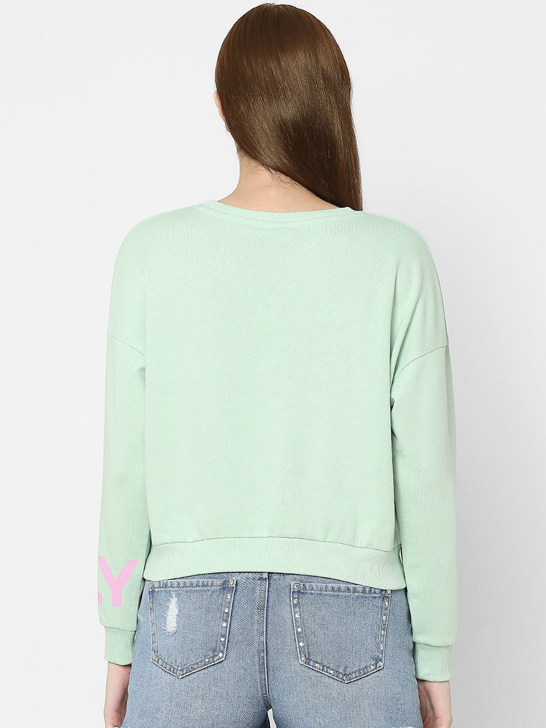 Green Sleeve Print Sweatshirt