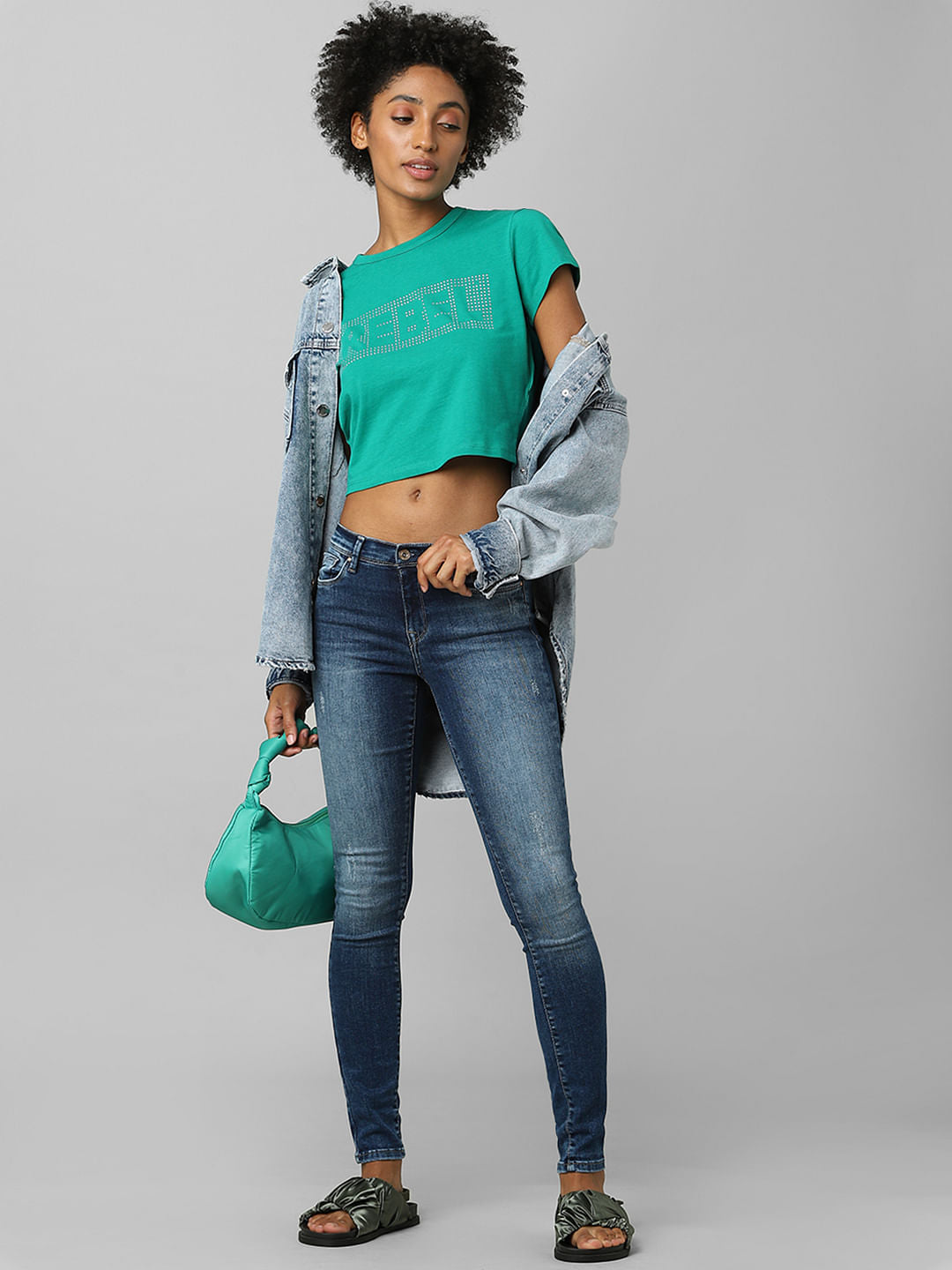 Blue Mid Rise Skinny Jeans