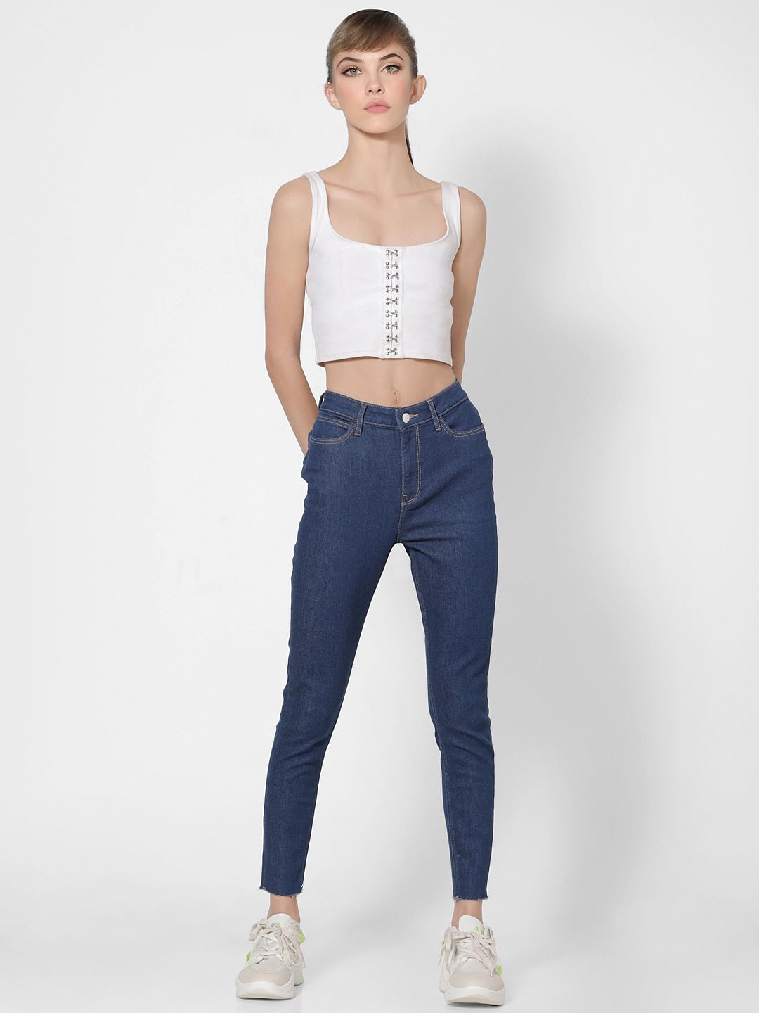 Blue Mid Rise Skinny Jeans