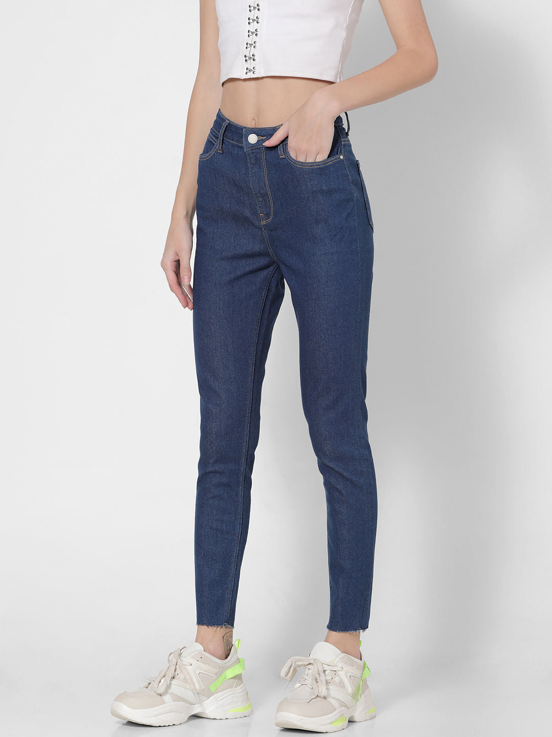 Blue Mid Rise Skinny Jeans