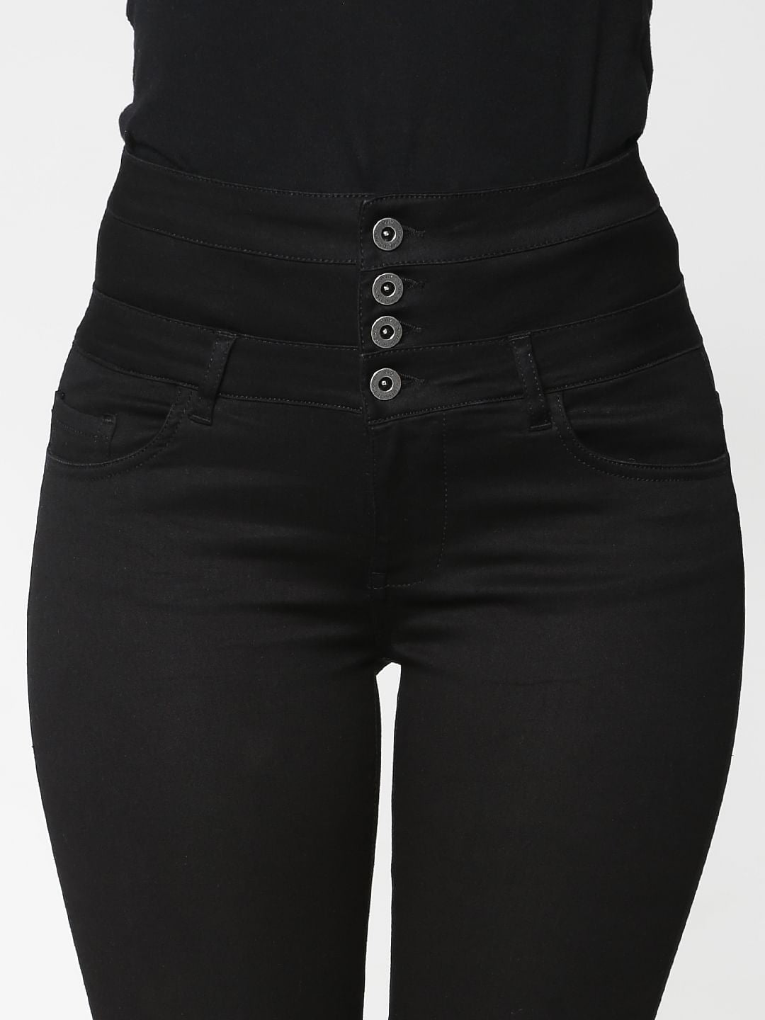 Black High Waist Ankle Length Skinny Fit Jeggings