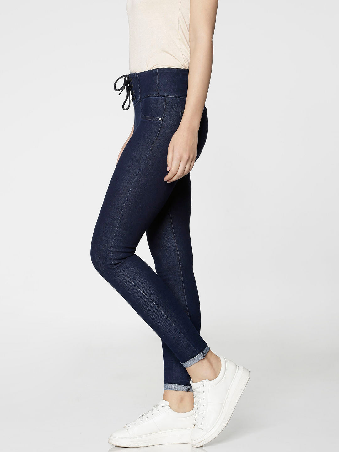 Blue Mid Rise Washed Skinny Fit Jeans