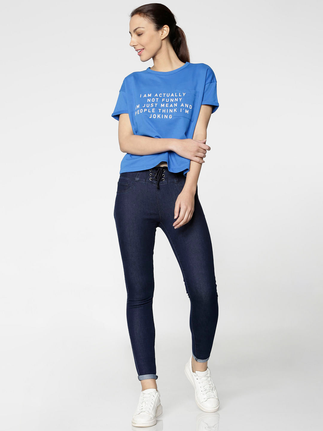 Blue Mid Rise Washed Skinny Fit Jeans