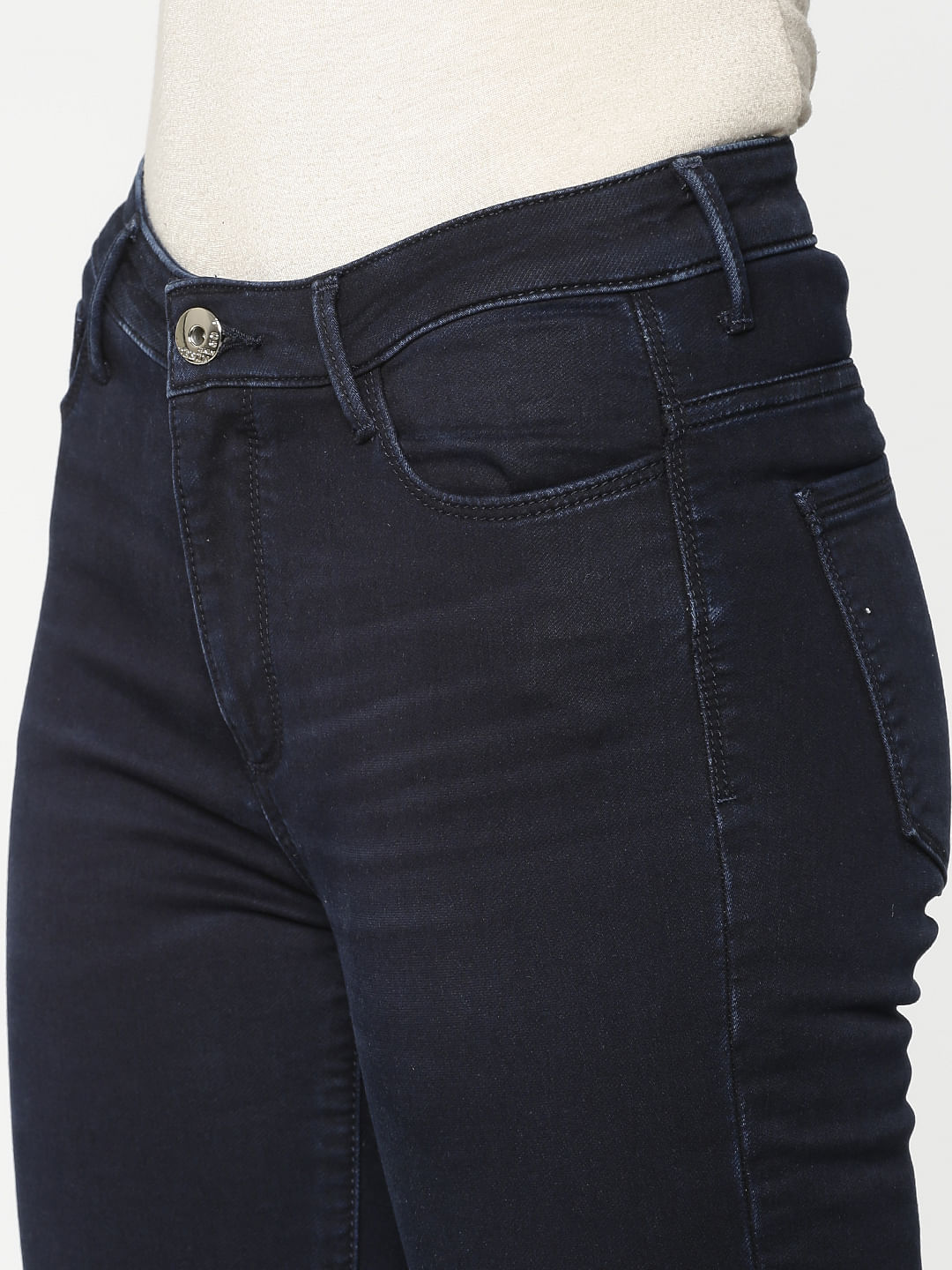 Dark Blue High Rise Ankle Length Skinny Fit Jeans