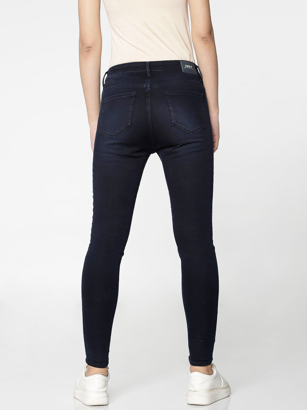 Dark Blue High Rise Ankle Length Skinny Fit Jeans