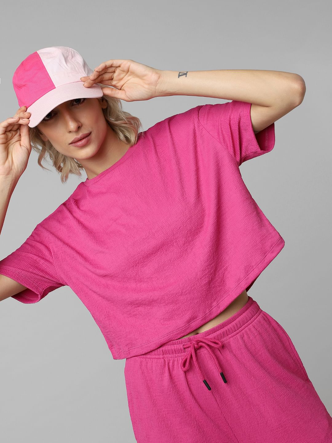 Pink Textured Co-Ord Set T-Shirt