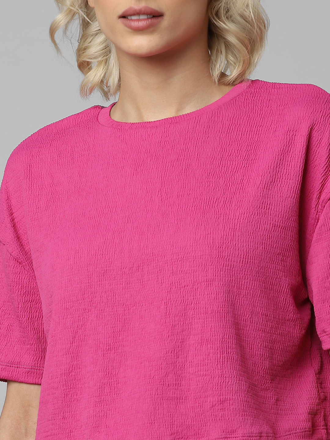 Pink Textured Co-Ord Set T-Shirt